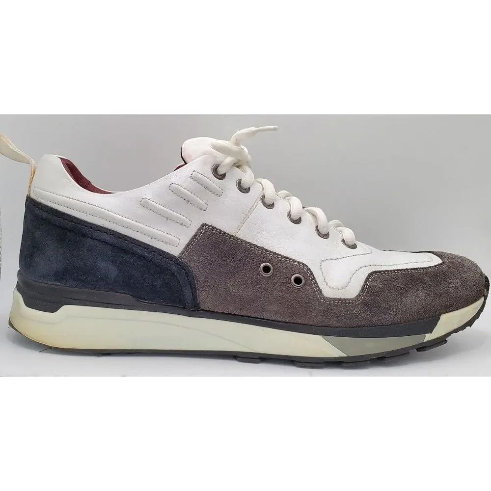 Sepol Luxury Hand Made Leather Sneakers‎ Men's 42 8.5 White Gray Black